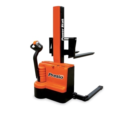 STACKER, PO	 0WERED LIFT & DRIVE, 2200# CAP WITH ADJUSTABLE BASE & FORKS