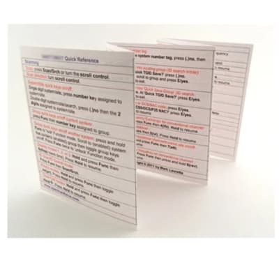 Wallet-sized Quick Reference for Uniden SDS100/200 Scanners
