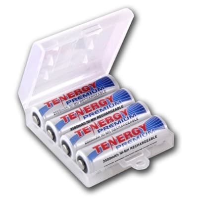 4 Pack with plastic case - Tenergy Premium AA 2500nAh NiMH Rechargeable Battery