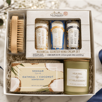 Luxury Hand Care Spa Gift Set | Soap, Candle & San Francisco Soaps Hand Cream Gift Tray