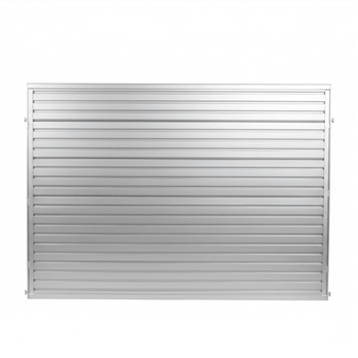 “Silver Slatwall merchandising panel attached between queue stanchions”