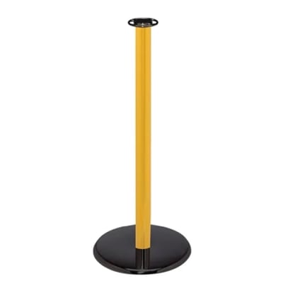“High visibility rope stanchion with cast iron base for work zone safety”