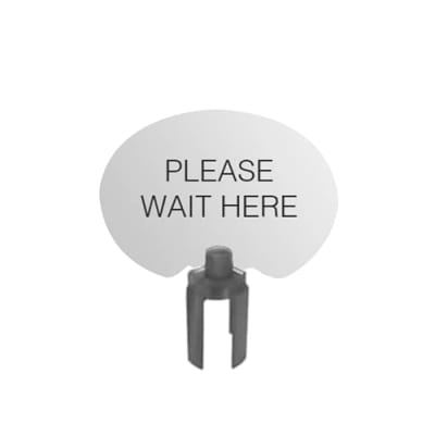 “Oval acrylic sign for retractable belt stanchions”