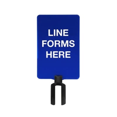 “Acrylic bullet bracket sign for retractable belt stanchions”