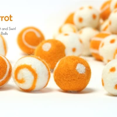 Felt Balls -  Carrot Dots & Swirls