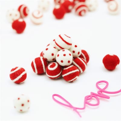 Red Wool Felt Balls