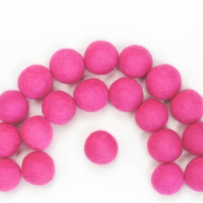 Wool Felt Balls Beads Woolen Fabric 2cm 20mm Pink for Home Crafts 50Pcs 
