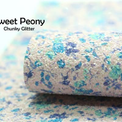 PARADISE BLUE Chunky Glitter Fabric Sheets, Chunky Glitter Fabric Sheet,  Canvas Fabric for Bows 0768 