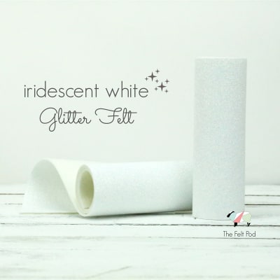 Iridescent White Glitter Felt