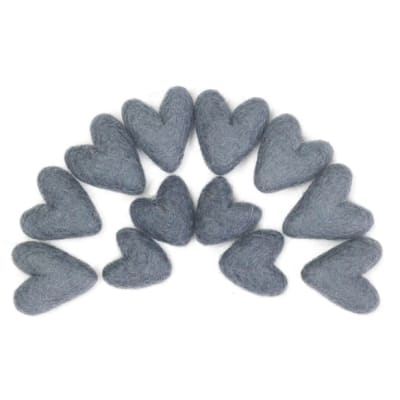 Felt Hearts - Large and Medium Wool Felt Hearts - 9cm Wet Felted