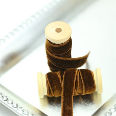 Mocha Brown Double Sided Velvet Ribbon By The Yard - Brown Double Faced  Velvet Ribbon