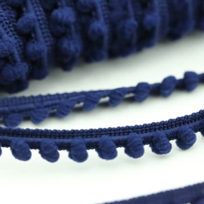 Dark Blue Baby Pom Trim