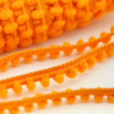 Orange Baby Pom Trim