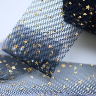 Navy Gold Star Tulle