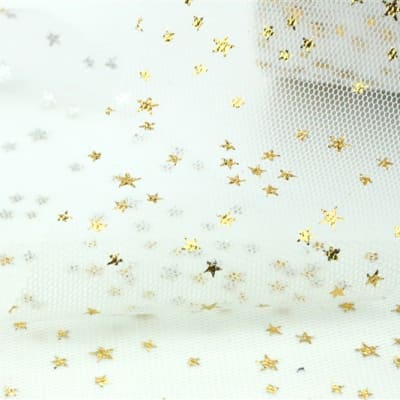 White Gold Star Tulle