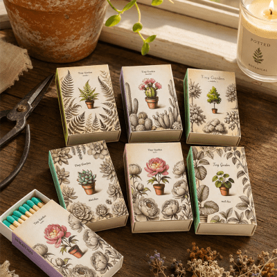 Tiny Potted Garden Mini Matchbox