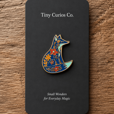 Blue Garden Fox Pin