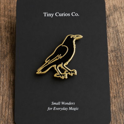 Gilded Raven Watch Pin