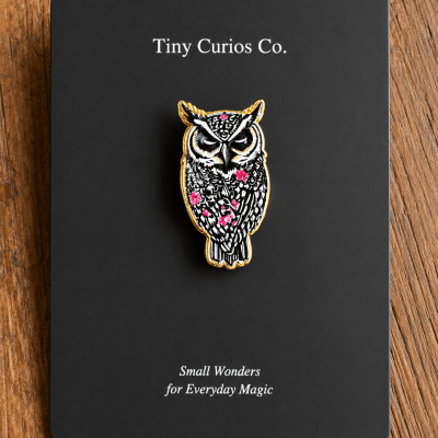 Midnight Bloom Owl Pin