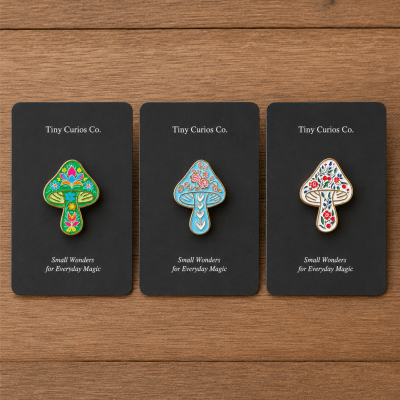 Folklore Forest Mushroom Pin Trio 1Dz