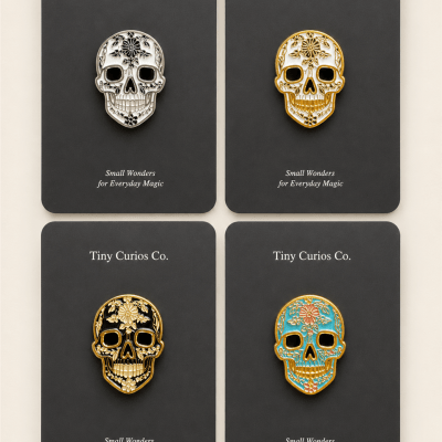 Midnight Marigold Skull Pin 1Dz
