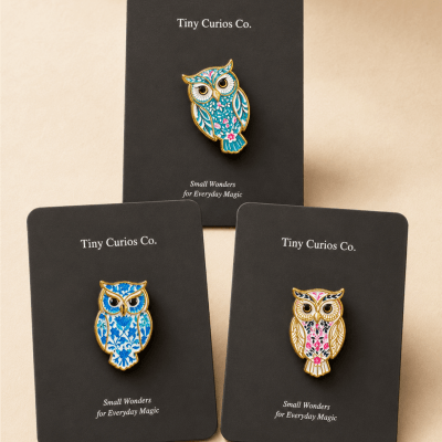 Sakura Ice Owl Assorted Pin  1Dz