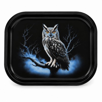 Great Horned Owl Flat Metal Tray