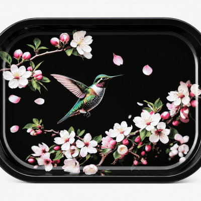 Hummingbird Blossoms Metal Tray