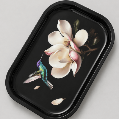 Hummingbird Magnolia  Metal Tray