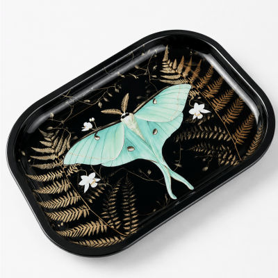 Luna Moth Ferns Metal Tray