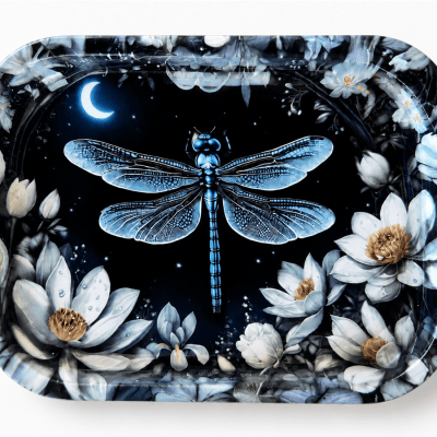 Moonlit Dragonfly Metal Tray