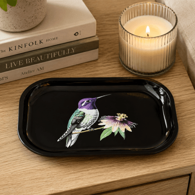 Purple Hummingbird Metal Tray