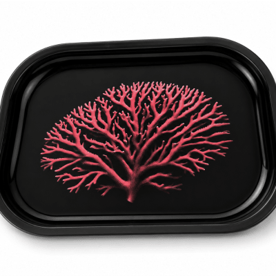 Red Coral Metal Tray
