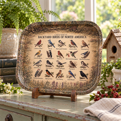 Backyard Birds Field Guide Metal Tray