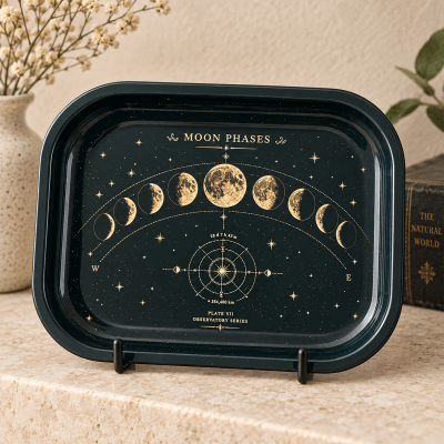 Midnight Orbit Moon Phases Metal Tray