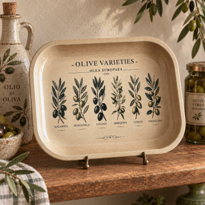 Mediterranean Grove Olive Study Metal Tray