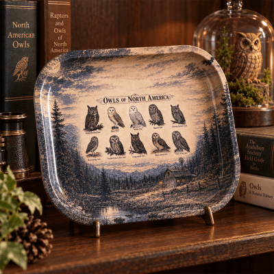 Night Watch North American Owls Metal Tray