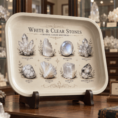 Luminous Stones White Crystal Metal Tray