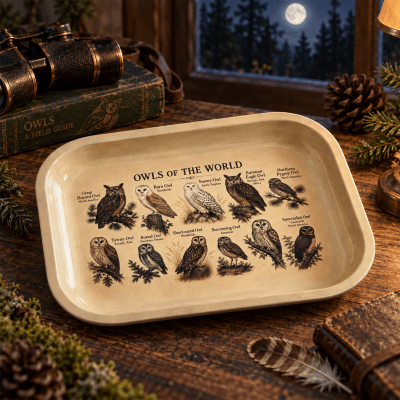 World Watch Owls Field Guide Metal Tray
