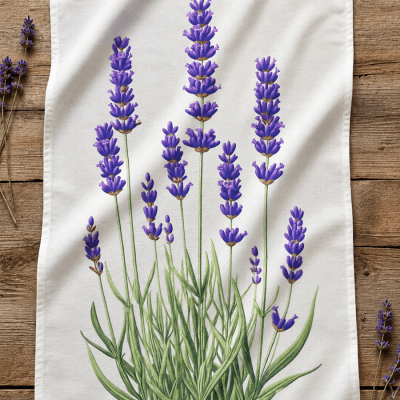 Lavender Botanical Flour Sack Tea Towel