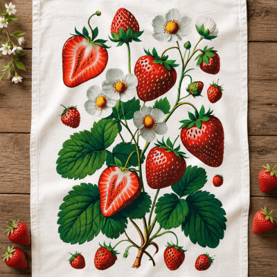 Strawberry Harvest Flour Sack Tea Towel