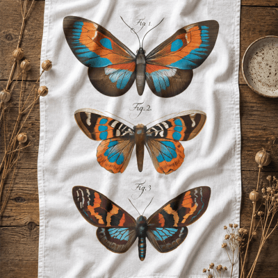 Vintage Moth Flour Sack Tea Towel