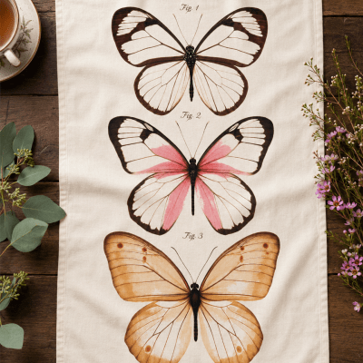 Vintage Butterfly Flour Sack Tea Towel
