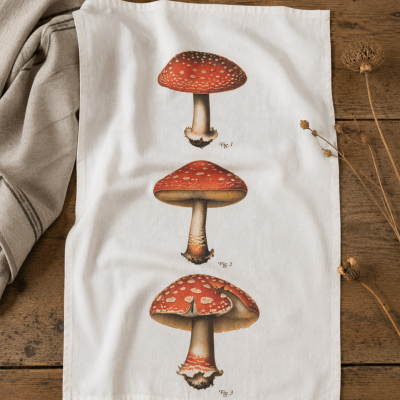 Amanita Mushrooms Flour Sack Tea Towel