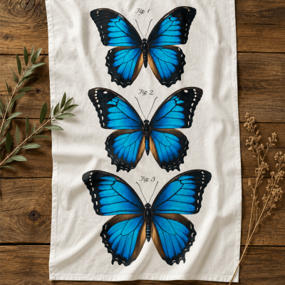 Blue Morpho Flour Sack Tea Towel