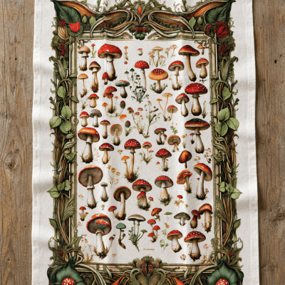 Tea Towel Art Nouveau Mushroom