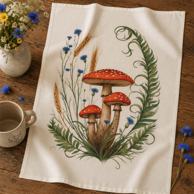 Tea Towel Mushroom Botanical