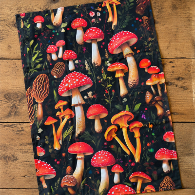 Tea Towel Dark Forest Mushroom