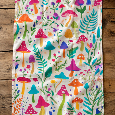 Tea Towel Colorful Mushroom