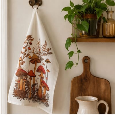 Tea Towel Botanical Mushroom